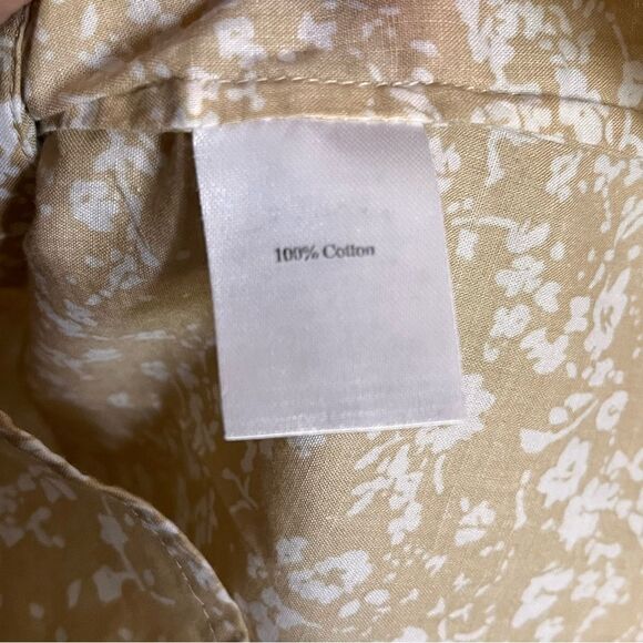 Pure Collection Cotton Tan/White Floral Long Sleeve Button Front Shirt Size 12 - Picture 8 of 9